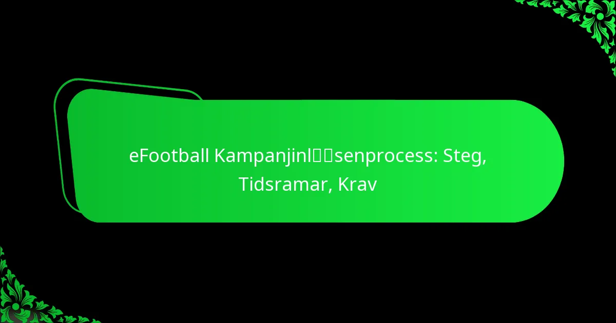 eFootball Kampanjinlösenprocess: Steg, Tidsramar, Krav